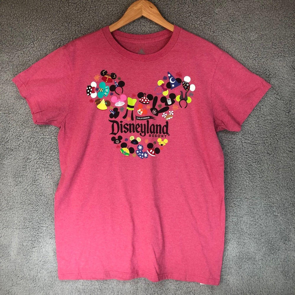 Disney Disneyland Resort Mickey Ears Graphic T-Shirt Pink Mens Large L